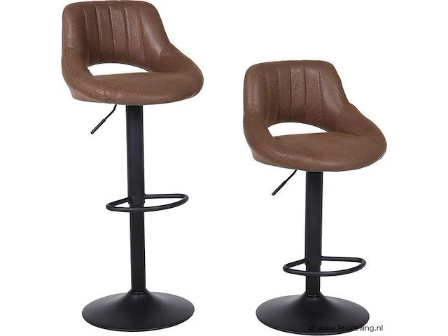2x bar stoelen verstelbare hoogte bruin - afbeelding 2 van  5