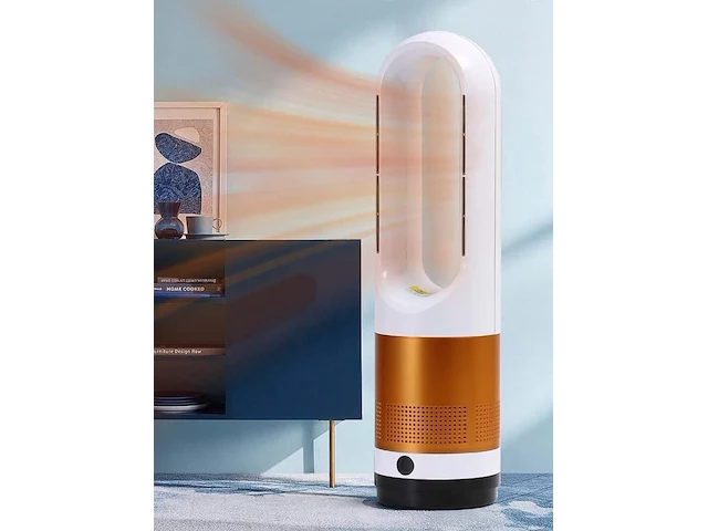 2x bladloze ventilator-kachel warm/koud wit-goud - afbeelding 2 van  2