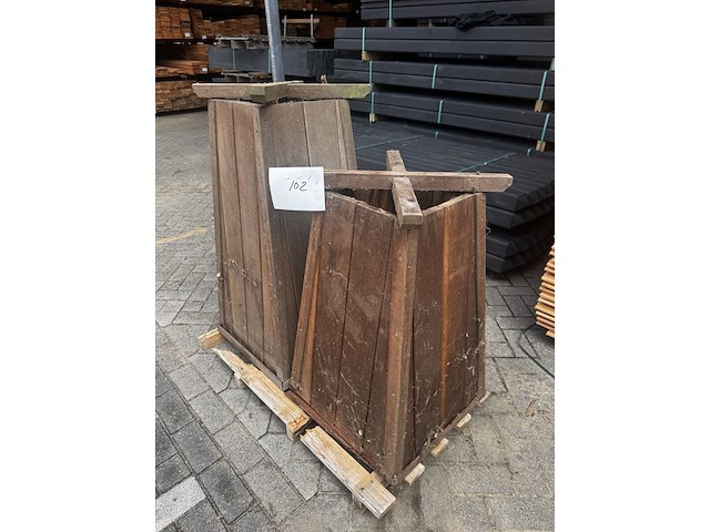 2x bloembakken hardhout | sommige licht vergrijsd - afbeelding 2 van  2