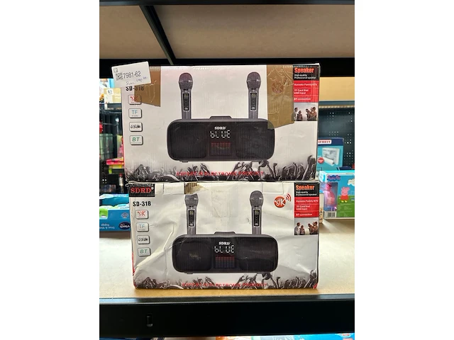 2x bluetooth karaoke party speakers met 2 microfoons, sdrd, sd-318 - afbeelding 1 van  3
