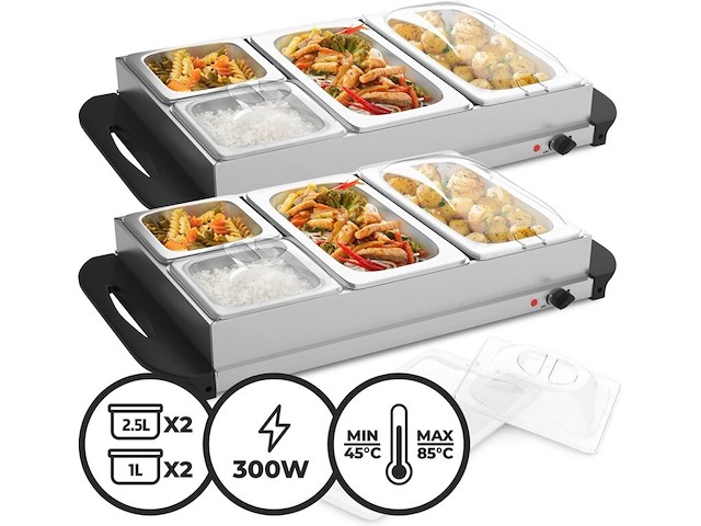 2x buffetverwarmer 2x2,5l+2x1l, jago, wmtr01-2x2.5l+2x1l - afbeelding 1 van  4