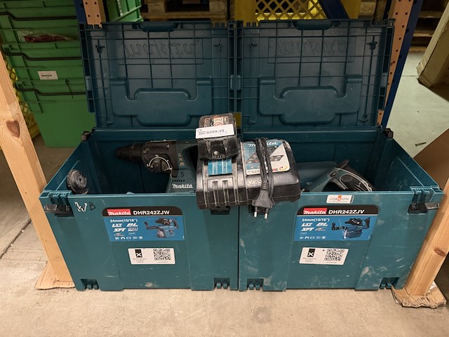 2x combihamer in m-box met 1x accu, 1x lader, makita, dhr242zjv - afbeelding 1 van  5