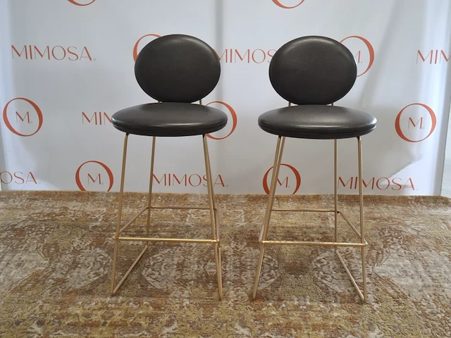 2x design barstoel baxter, gemma, design draga & aurel, bruin leder - afbeelding 1 van  10