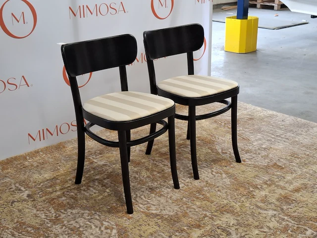 2x design stoel mazo, mzo chair black 10130, zwart, beige beklede zitting - afbeelding 7 van  14