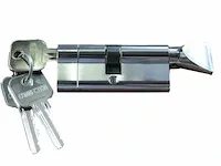 2x deurcilinders root-lock, sleutel/draaiknop model, chroom - afbeelding 2 van  3