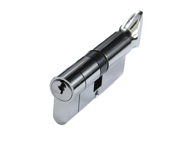 2x deurcilinders root-lock, sleutel/draaiknop model, chroom - afbeelding 3 van  3