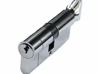 2x deurcilinders root-lock, sleutel/draaiknop model, chroom - afbeelding 3 van  3
