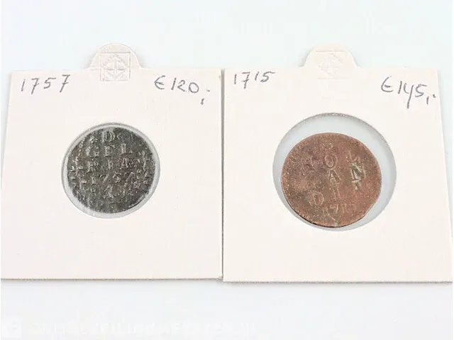 2x duiten nederland 1715, 1757 - afbeelding 1 van  6