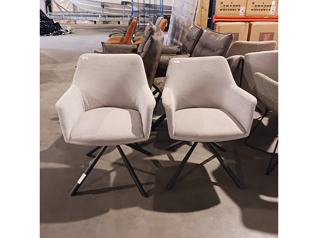 2x eetkamerstoel boucle draaibaar, zazuhome, beige - afbeelding 1 van  6