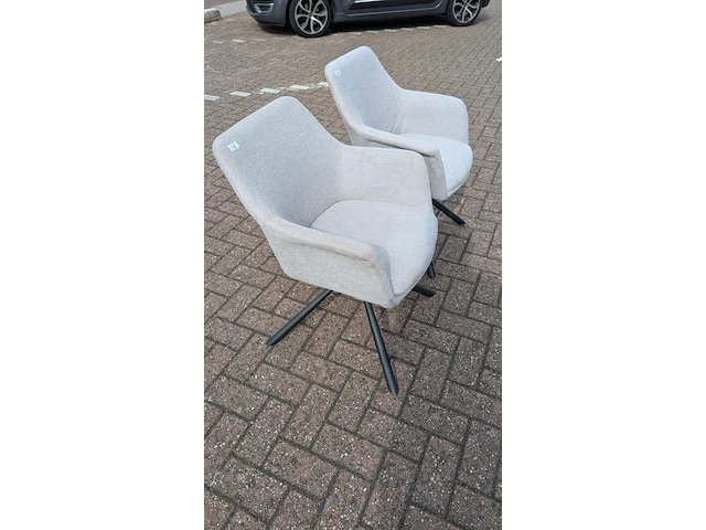 2x eetkamerstoel boucle draaibaar, zazuhome, beige - afbeelding 2 van  6