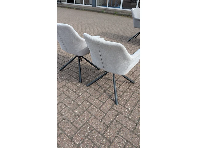 2x eetkamerstoel boucle draaibaar, zazuhome, beige - afbeelding 3 van  6