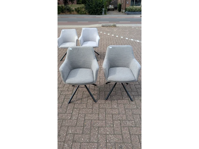2x eetkamerstoel boucle draaibaar, zazuhome, grijs / chroom - afbeelding 1 van  6