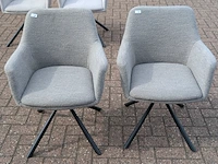 2x eetkamerstoel boucle draaibaar, zazuhome, grijs / chroom - afbeelding 1 van  6