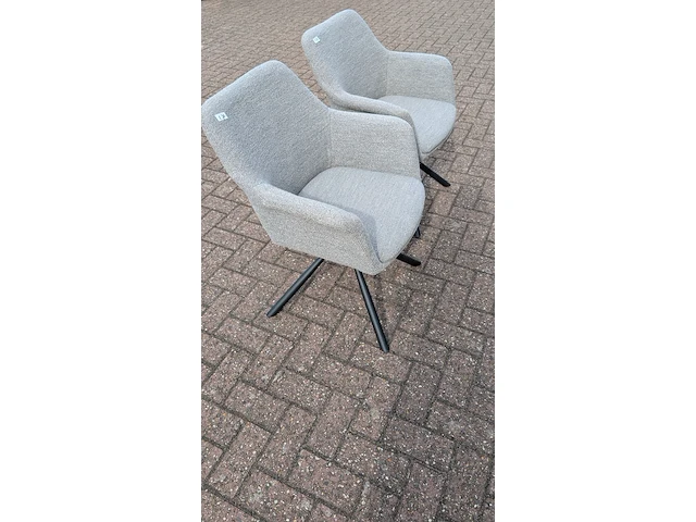 2x eetkamerstoel boucle draaibaar, zazuhome, grijs / chroom - afbeelding 2 van  6