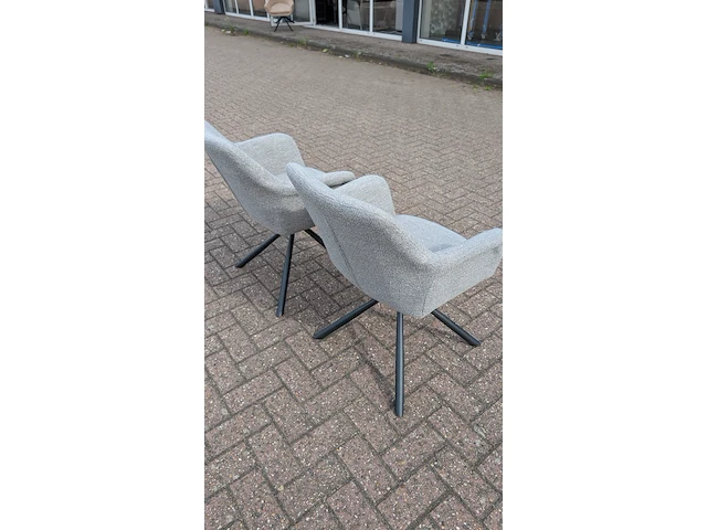 2x eetkamerstoel boucle draaibaar, zazuhome, grijs / chroom - afbeelding 3 van  6