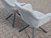 2x eetkamerstoel boucle draaibaar, zazuhome, grijs / chroom - afbeelding 3 van  6