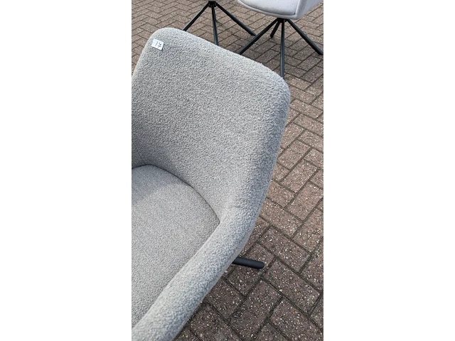 2x eetkamerstoel boucle draaibaar, zazuhome, grijs / chroom - afbeelding 4 van  6
