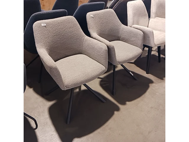 2x eetkamerstoel boucle draaibaar, zazuhome, grijs / chroom - afbeelding 5 van  6