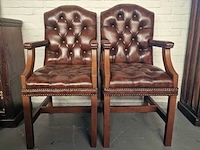 2x eetkamerstoel, chesterfield, gainsborogh , bruin - afbeelding 1 van  2