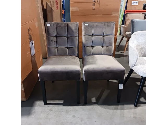 2x eetkamerstoel richmond zilveren ring, zazuhome, taupe - afbeelding 1 van  6