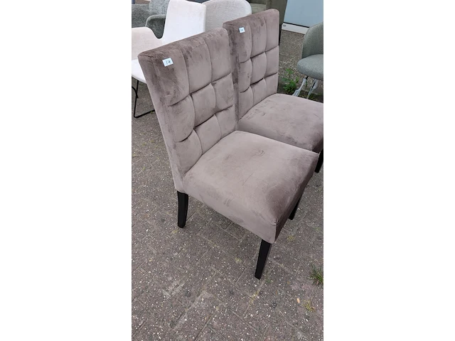 2x eetkamerstoel richmond zilveren ring, zazuhome, taupe - afbeelding 3 van  6