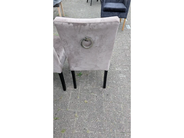 2x eetkamerstoel richmond zilveren ring, zazuhome, taupe - afbeelding 4 van  6