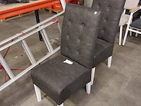 2x eetkamerstoel vintage leder, zazuhome, "barbara", donkergrijs / antraciet - afbeelding 1 van  5