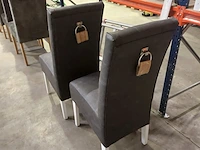 2x eetkamerstoel vintage leder, zazuhome, "barbara", donkergrijs / antraciet - afbeelding 2 van  5