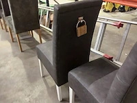 2x eetkamerstoel vintage leder, zazuhome, "barbara", donkergrijs / antraciet - afbeelding 4 van  5