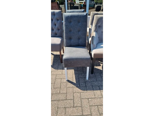 2x eetkamerstoel vintage leder, zazuhome, "barbara", donkergrijs / antraciet - afbeelding 5 van  5