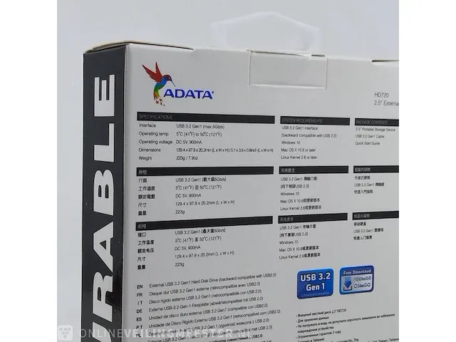 2x externe harde schijf adata, 2tb hd720 2.5" external hdd - afbeelding 6 van  10
