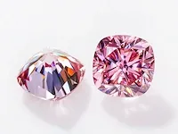 2x genuine cushion shape cut pink 2.00 carat each (certified) - afbeelding 1 van  3