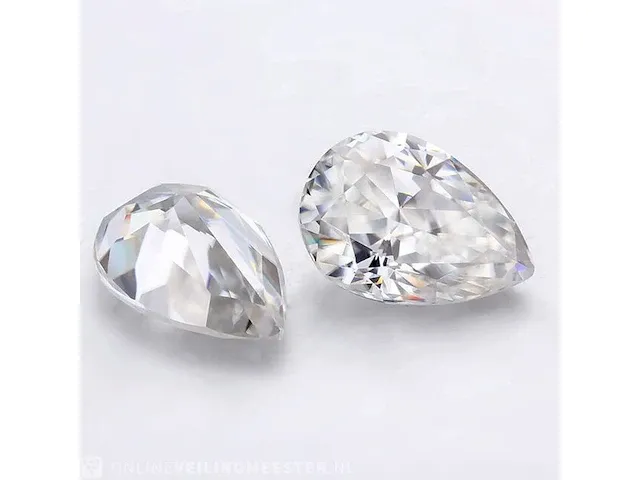 2x genuine pear shape cut 1.00 carat each (certified) - afbeelding 1 van  3