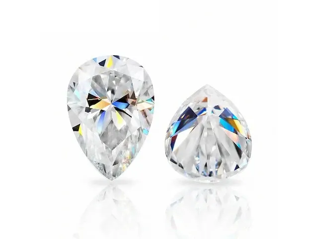 2x genuine pear shape cut 1.00 carat each (certified) - afbeelding 2 van  3