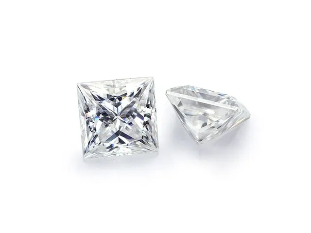 2x genuine princess cut 2.00 carat each (certified) - afbeelding 1 van  4