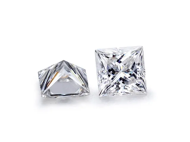 2x genuine princess cut 2.00 carat each (certified) - afbeelding 2 van  4