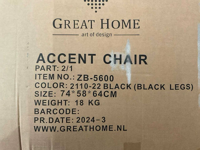 (2x) great home accent zb-5600 - schelpstoel - donkergrijs/zwarte poot - afbeelding 7 van  7