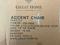 (2x) great home accent zb-5600 - schelpstoel - donkergrijs/zwarte poot - afbeelding 7 van  7