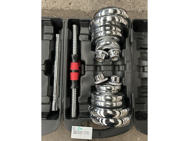 2x halterset in koffer met elk 10 halterschijven - afbeelding 2 van  6