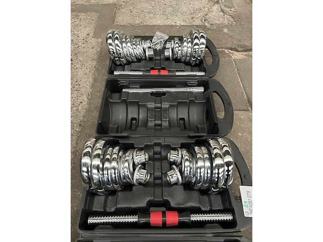 2x halterset in koffer met elk 10 halterschijven - afbeelding 4 van  6