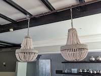 2x hanglamp met houten kralen - afbeelding 1 van  6