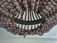 2x hanglamp met houten kralen - afbeelding 4 van  6