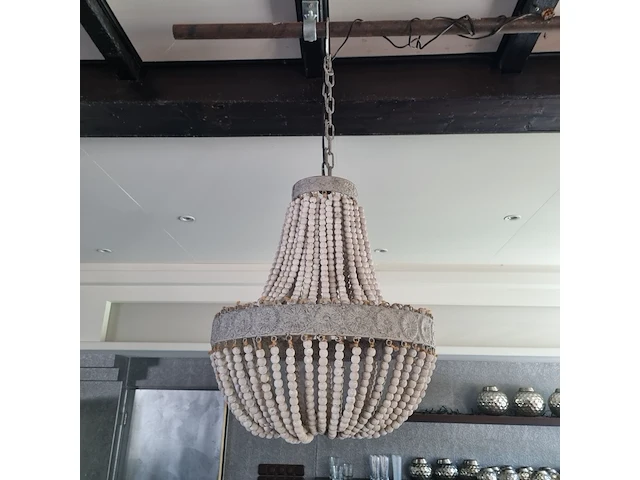 2x hanglamp met houten kralen - afbeelding 5 van  6