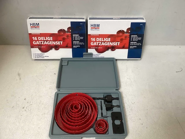 (2x) hbm 16-delige gatzagenset – 19-127mm diameter, geschikt voor hout, gips en pleisterwerk - afbeelding 1 van  1