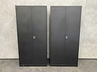2x hoge stalen 2-deurs kast - zwart - afbeelding 1 van  5