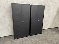 2x hoge stalen 2-deurs kast - zwart - afbeelding 2 van  5