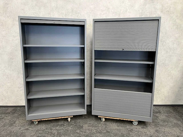 2x hoge stalen roldeurkast - grijs - afbeelding 4 van  6