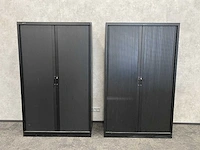 2x hoge stalen roldeurkast - zwart - afbeelding 1 van  9