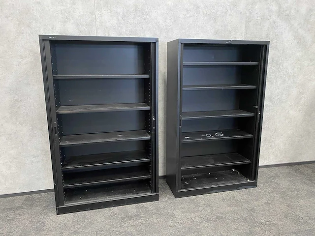 2x hoge stalen roldeurkast - zwart - afbeelding 2 van  9