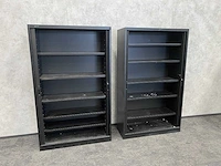 2x hoge stalen roldeurkast - zwart - afbeelding 2 van  9